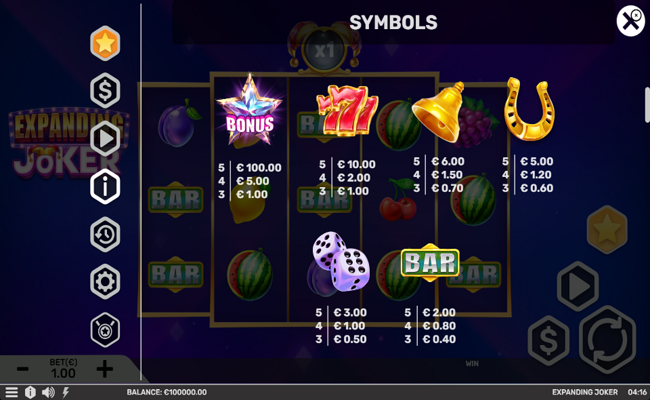expanding joker paytable 1