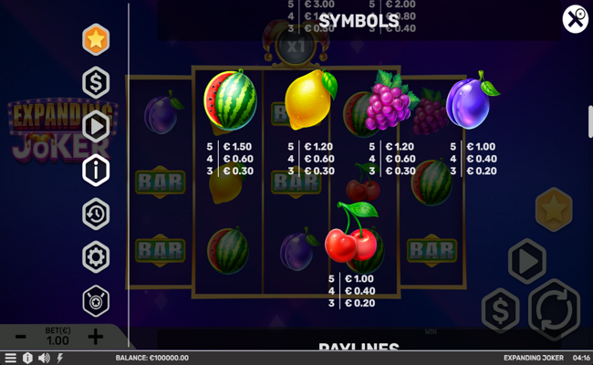 expanding joker paytable 2