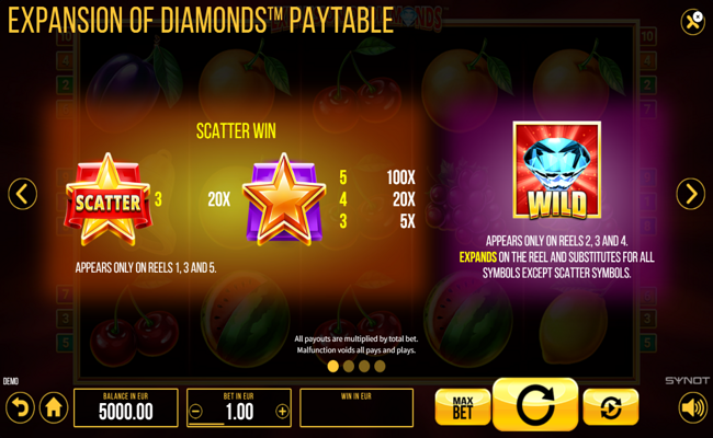 expansion of diamonds paytable 1