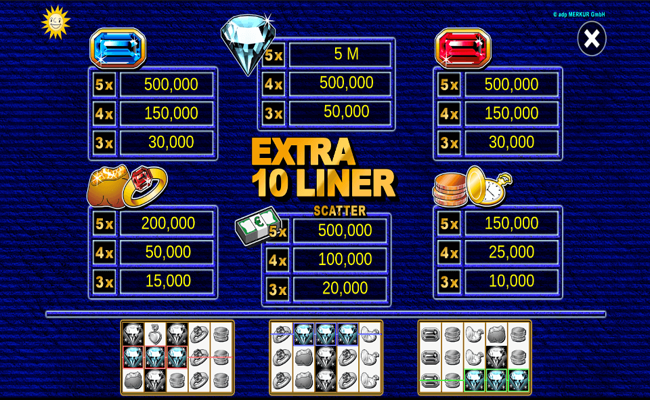 extra 10 liner paytable