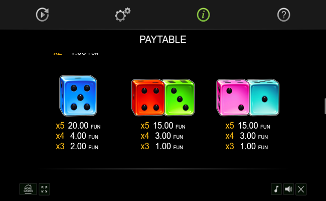 extra crown classic dice paytable 3