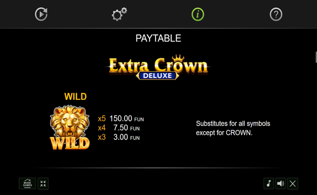 extra crown deluxe paytable 1