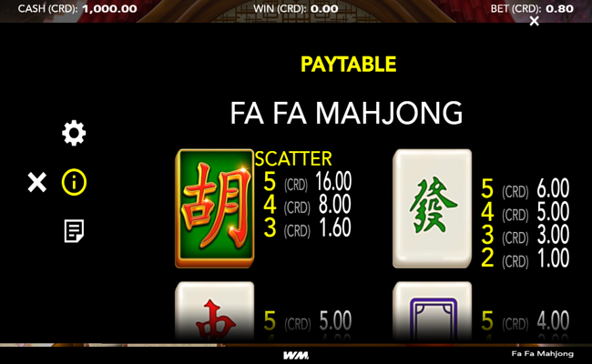 fa fa mahjong paytable 1