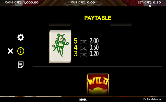 fa fa mahjong paytable 4