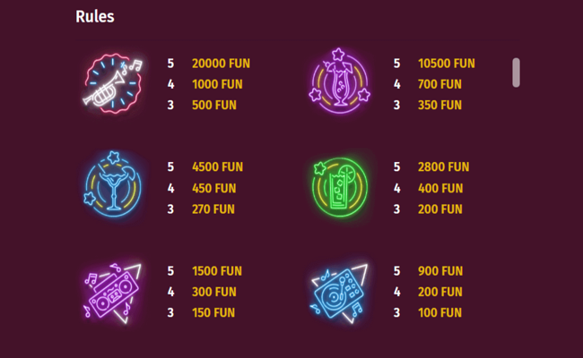 face control paytable