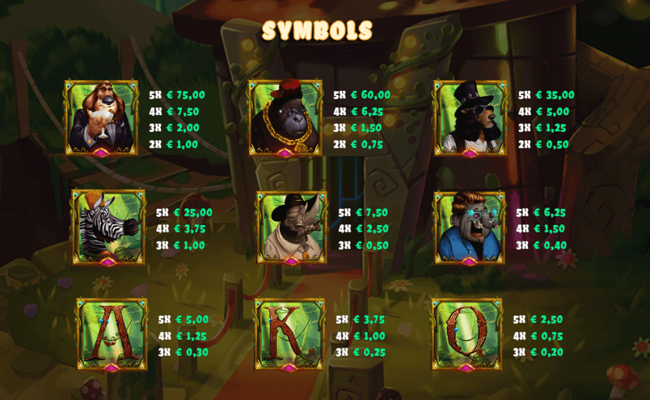 fancy jungle paytable