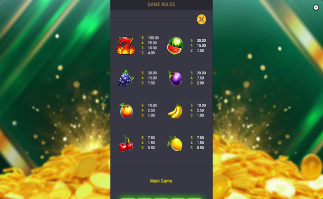 fiery sevens hot 20 paytable 2