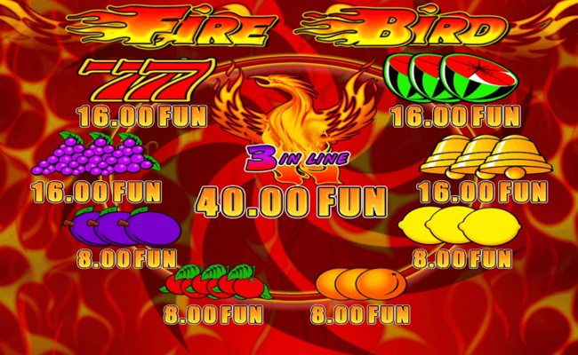 fire bird paytable