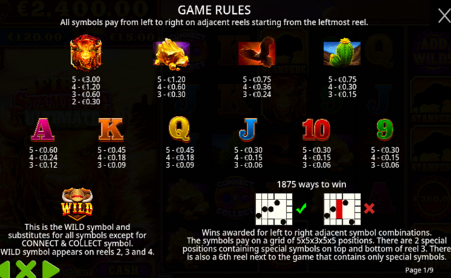 fire stampede ultimate ridin the respin paytable