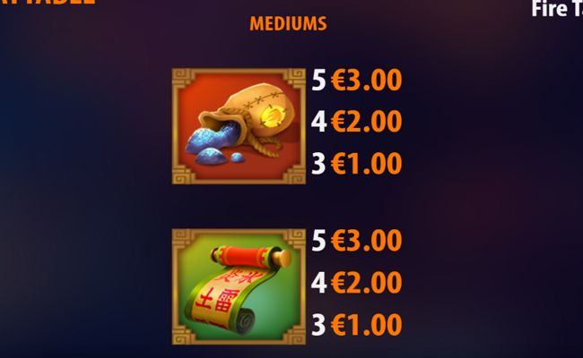 fire tale paytable 2