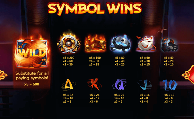 flaming fox paytable