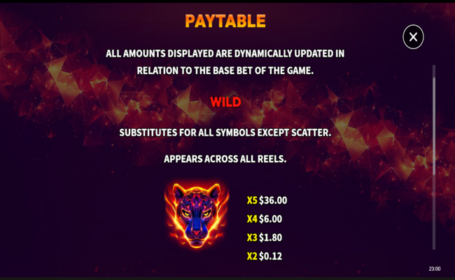 flaming jaguar no pjp paytable 1
