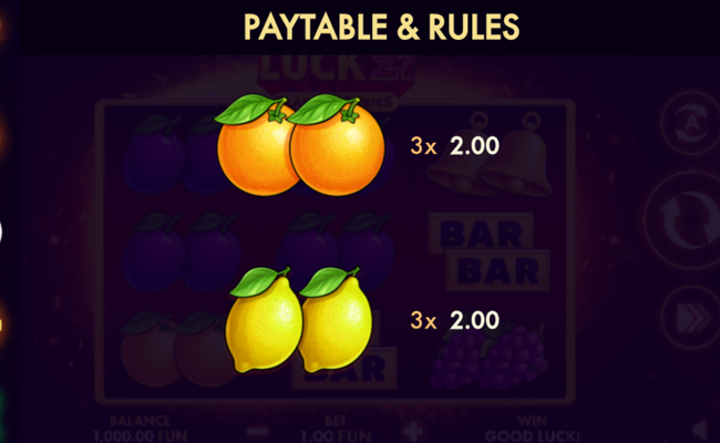 flaming luck 27 classic series paytable 4