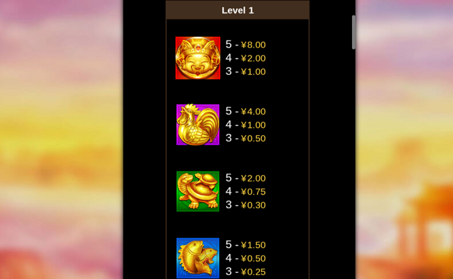 flying cai shen paytable 1