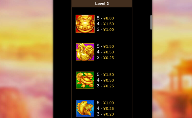flying cai shen paytable 4