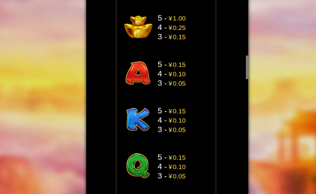 flying cai shen paytable 5