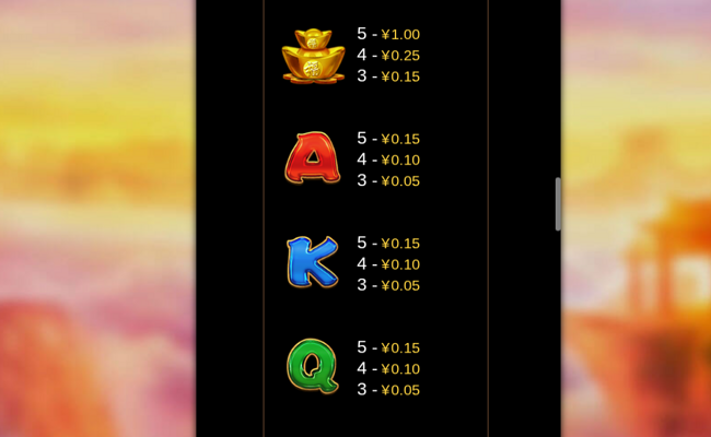 flying cai shen paytable 8