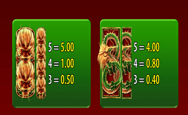 forbidden dragons paytable 1