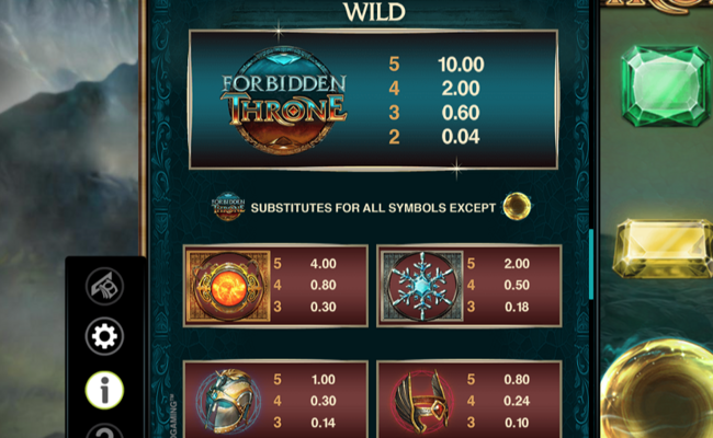 forbidden throne paytable 1