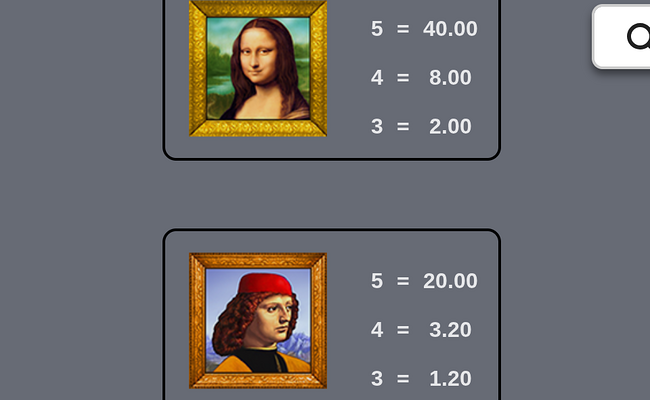 fort knox da vinci diamonds paytable 2