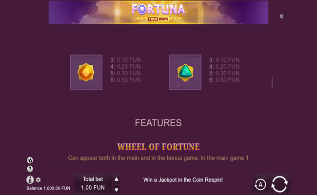 fortuna trueways paytable 2