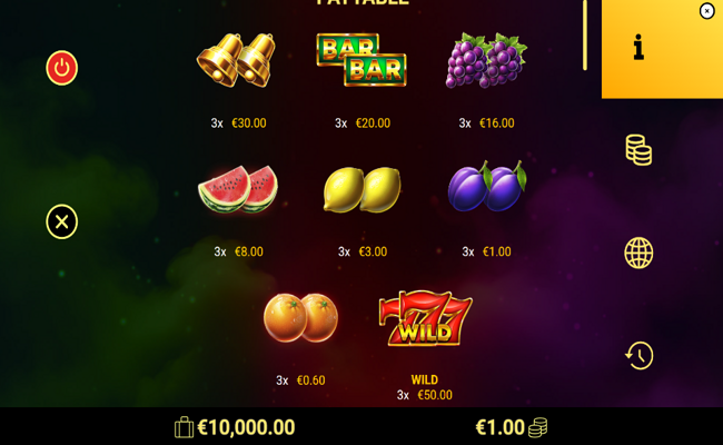 fortune bags paytable