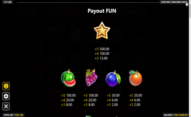 fortune christmas wild paytable 1