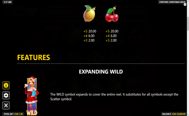 fortune christmas wild paytable 2