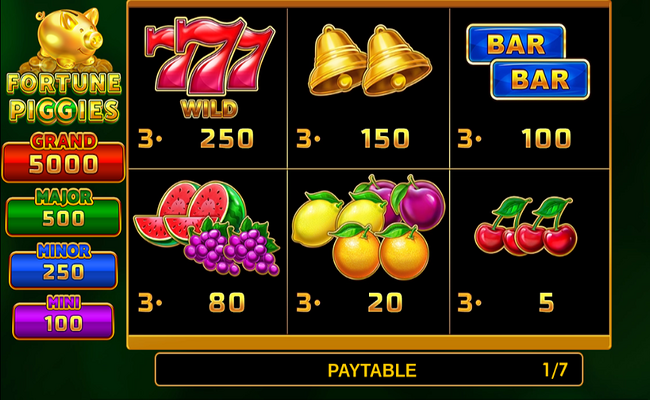 fortune piggies paytable