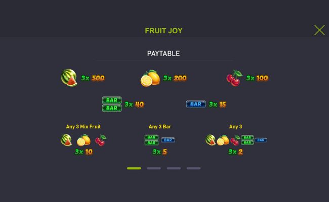 fruit joy paytable