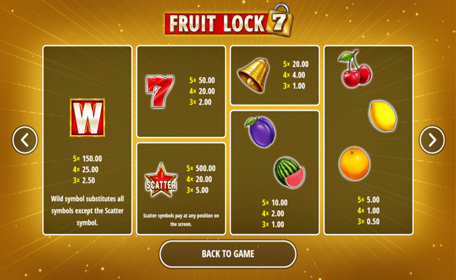 fruit lock 7 paytable 1