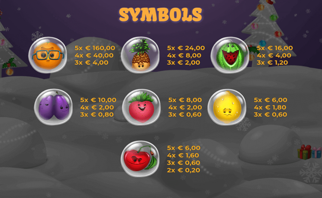 fruit monster christmas paytable