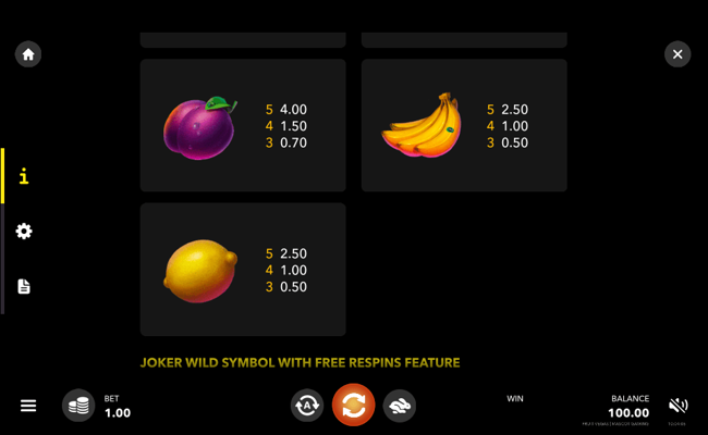 fruit vegas paytable2