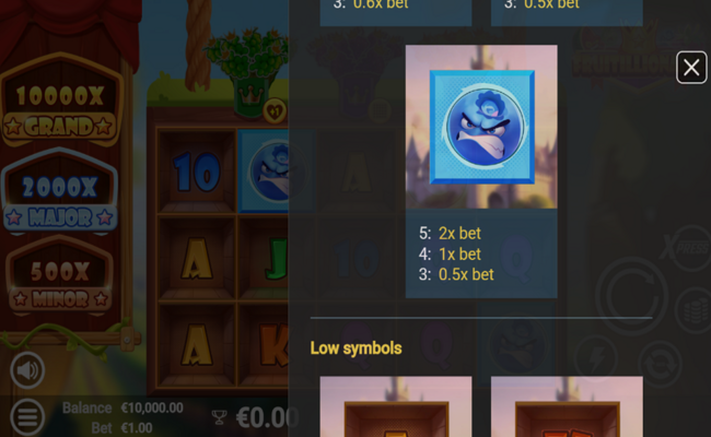 fruitillionaire paytable 2