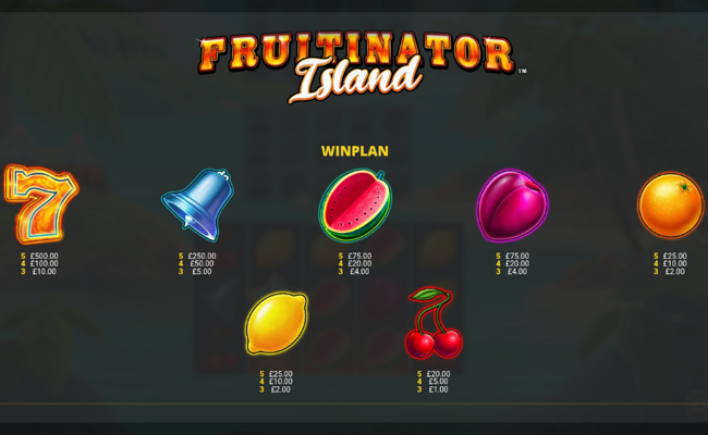 fruitinator island paytable