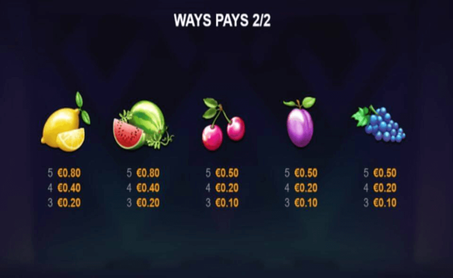 fruitmax cashlinez paytable 2