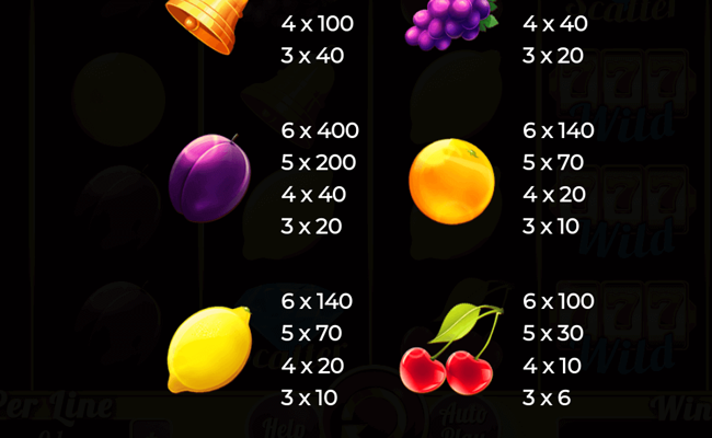 fruits collection 40 lines paytable 3