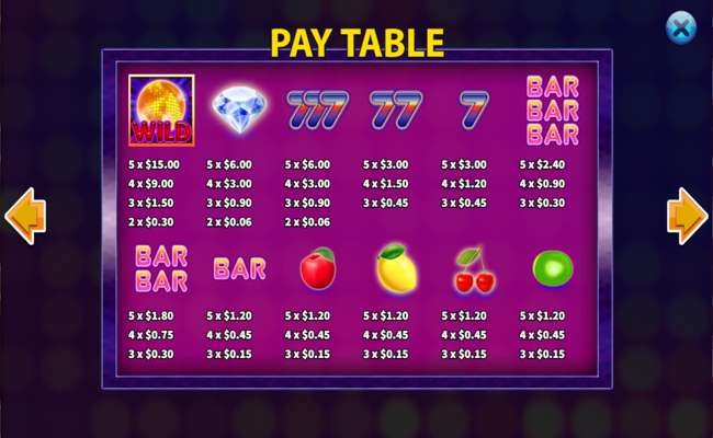 funky disco paytable