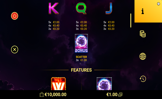 galaxy chase paytable 2