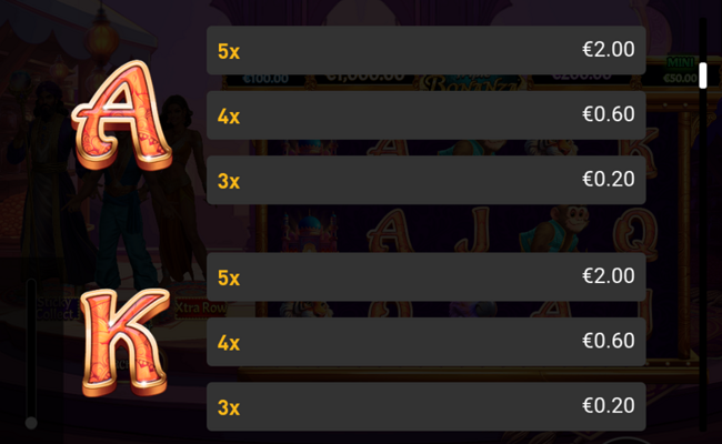 genie triple bonanza paytable 3
