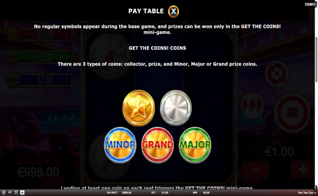 get the coins paytable 1