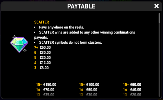 giga match gems paytable 1