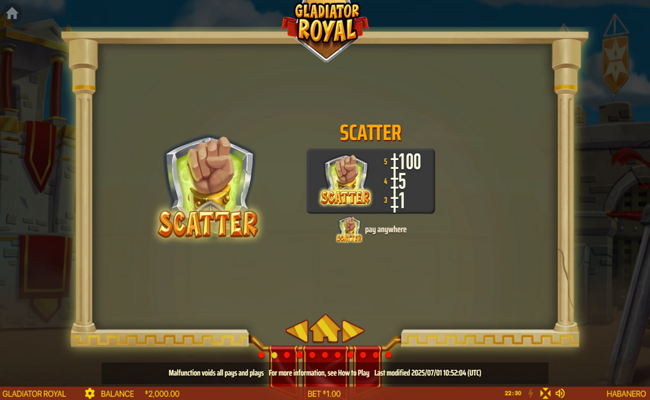 gladiator royal paytable 2