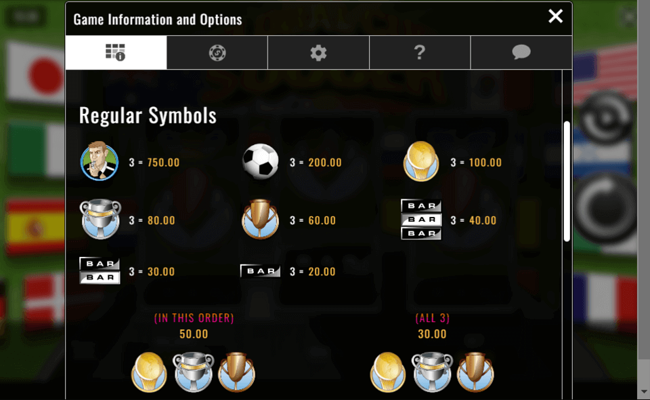 global cup soccer paytable