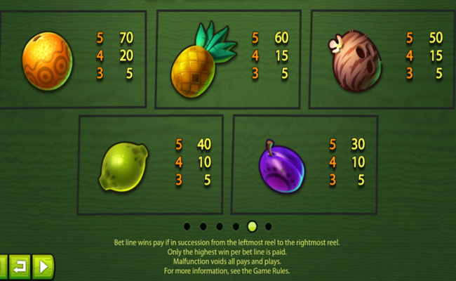 go bananas paytable 2