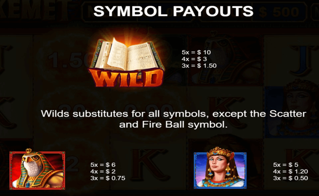 gods of kemet paytable 1
