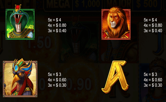 gods of kemet paytable 2