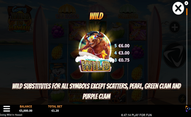 going wild in hawaii paytable 1