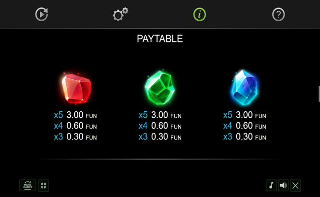 gold and crystals paytable 3