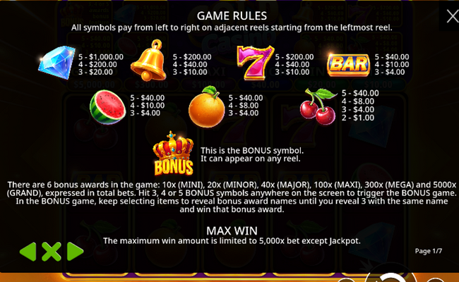 gold casino brasil jackpot paytable